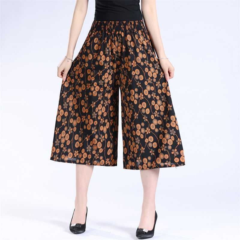 🔥Hot Sale 49% OFF🔥Women's High Elastic Waist Pleated Chiffon Wide Leg Culottes