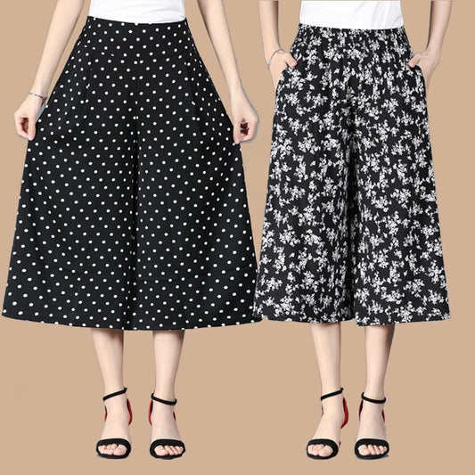🔥Hot Sale 49% OFF🔥Women's High Elastic Waist Pleated Chiffon Wide Leg Culottes