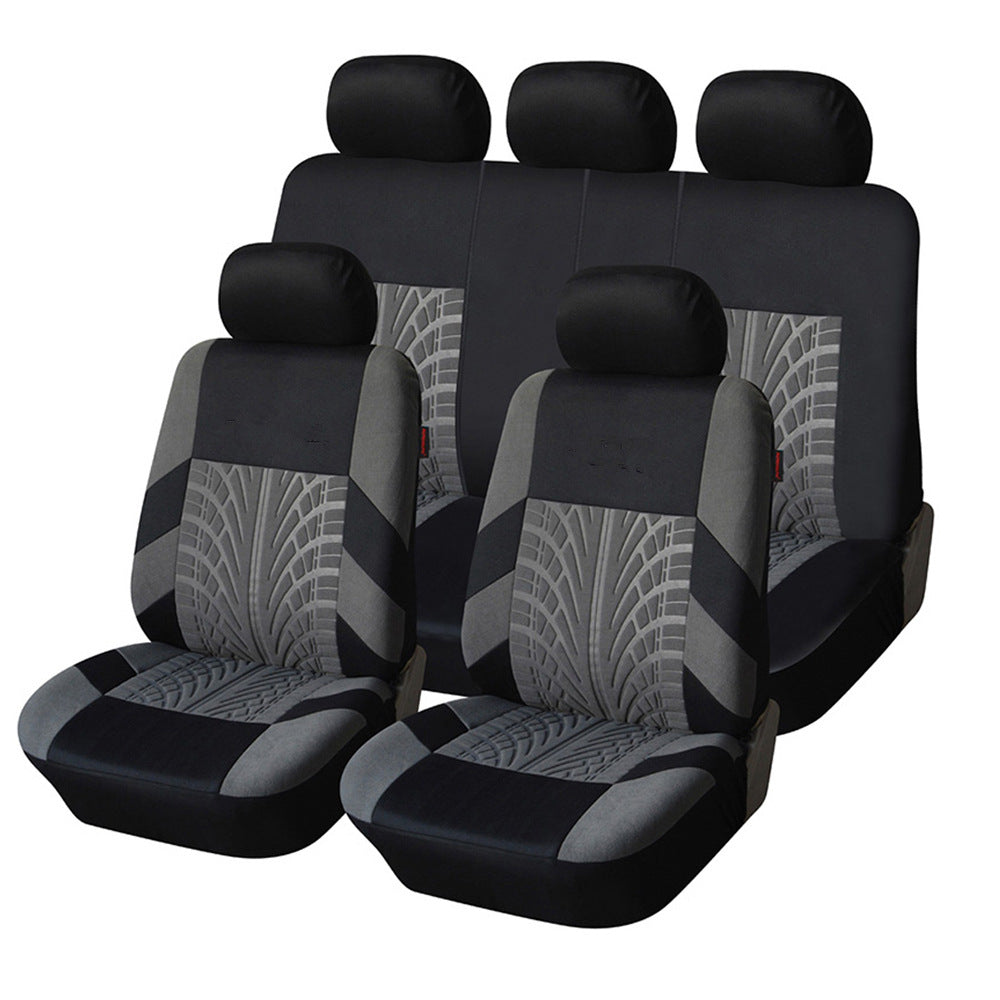Car Seat Covers for 5 Seats Universal, Fabric Breathable Car Front & Rear Seat Protectors, Airbag Compatible, Full Protection, Fits Most Cars Trucks Vans SUVs, Red Gray Black Blue Seat Covers, Car Decor Gift, Truck Accessories, Car Interior Accessori
