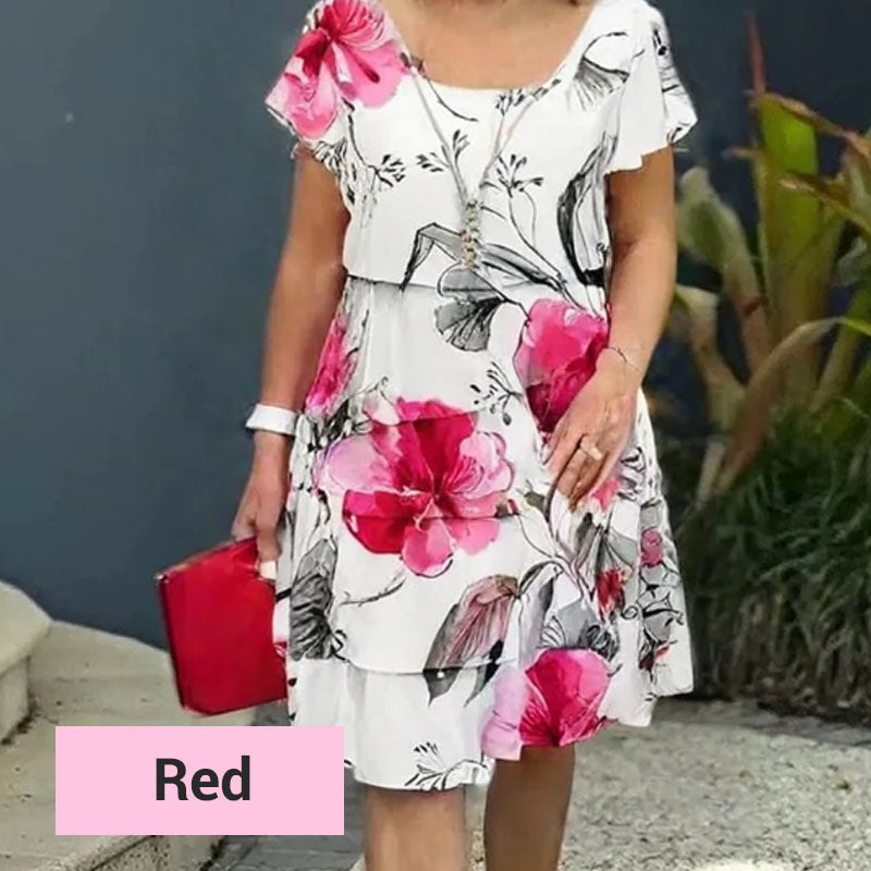 💃SUMMER HOT SALE 50% OFF🎁Multi-plant Floral Print Cascade Dress