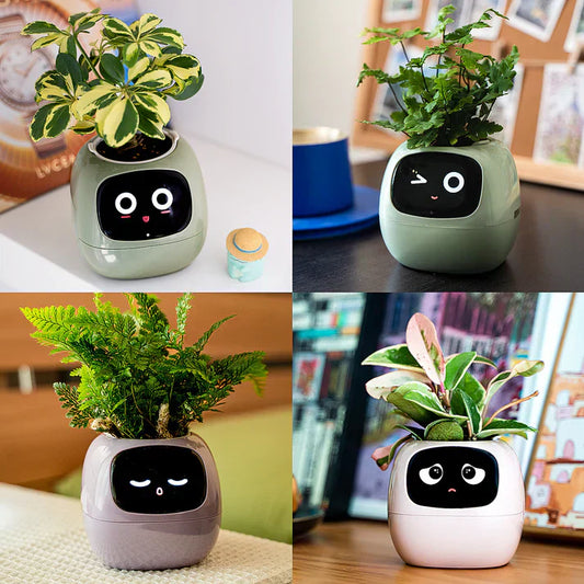 🌼🤖Fun Smart Flowerpot with Multiple Expressions🎍 Make Your Plant Life More Fun Expressions at Your Whim!