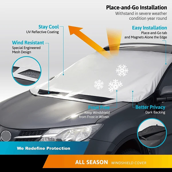 ❄️ Windshield Anti-Snow & Anti-Frost Cover with Mirror Protection – Ready-to-Drive in Any Weather!🔥