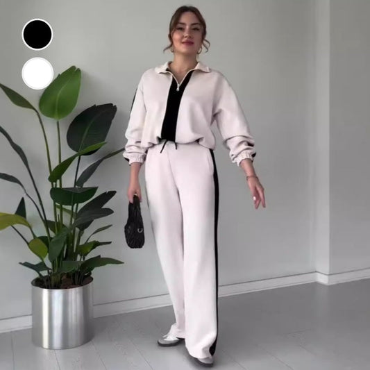 ⏳Limited Sale 51% OFF🌸Women’s Zipper Lapel Tops & Pants 2-Piece Set