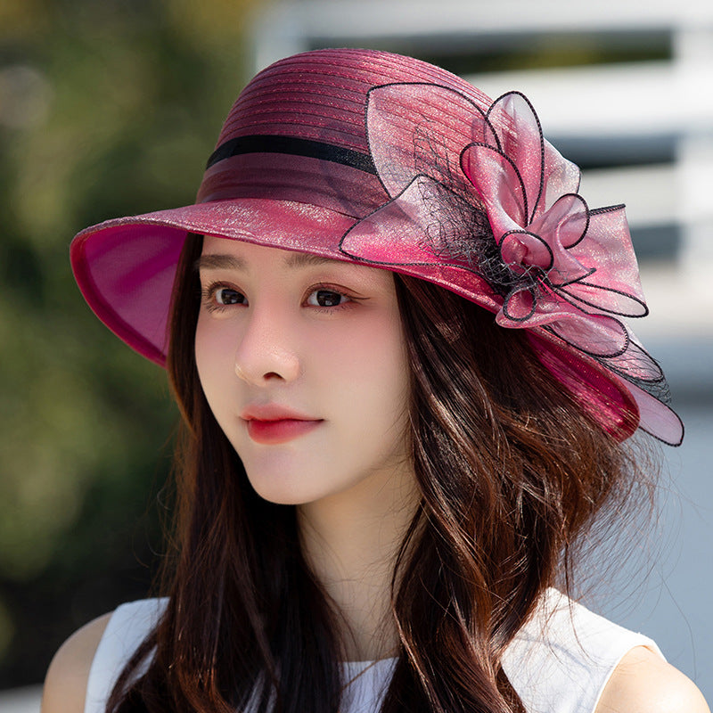 👒2025 Summer Essentials🙋♀️Elegant Wide Brim Flower UV Protective Hat