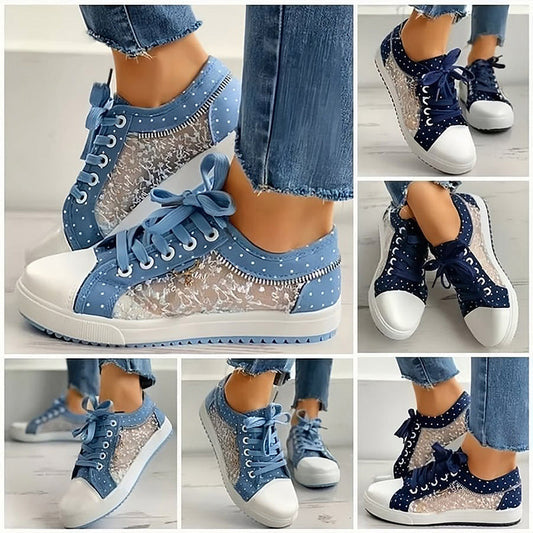 👟2025 New Design🙋♀️✨Ladies Casual Flat Round Toe Lace Up Low Top Shoes