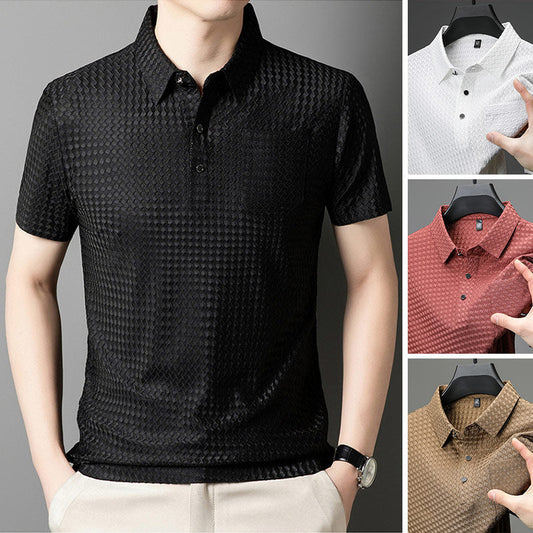 👕Men’s Textured Short-Sleeve Shirt🌬️ Comfortable and Breathable, Stylish Texture, Perfect for Business and Casual Wear!