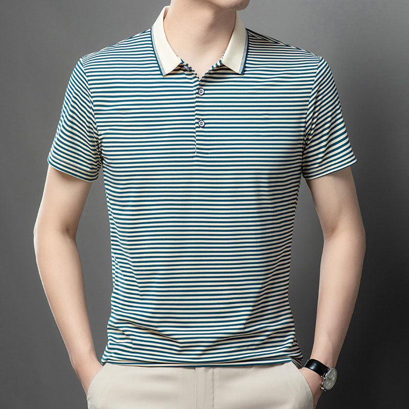 🏖️Meeting The Summer Sale 50% OFF⏳Men's Ice Silk Striped T-Shirt