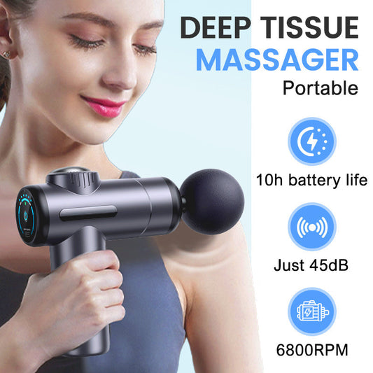 🎉🛍️Hot Promotion 50% OFF💆♀️Portable Deep Tissue Massager with 6 Speeds & 4 Heads