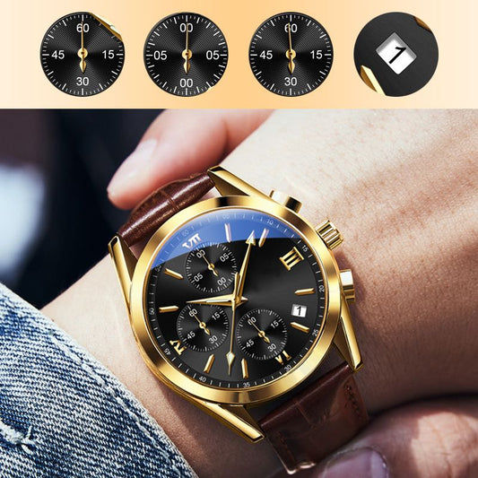 ⌚ Men's Business Basic Leather Quartz Watch-Suitable for all styles
