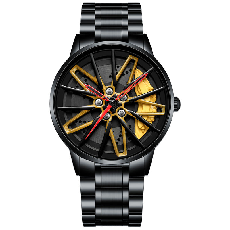 ⌚Most popular in 2025🛞Men's 3D Rotating Skeleton Car Wheel Wrist Watch