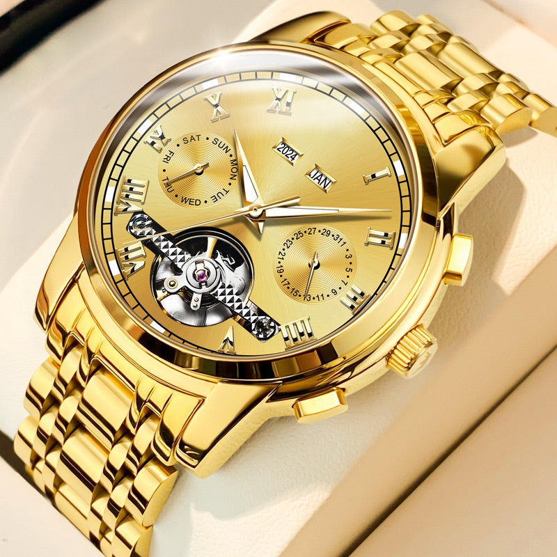 👑Skeletonized men's automatic watch - Visible mechanical movement | Stainless steel case