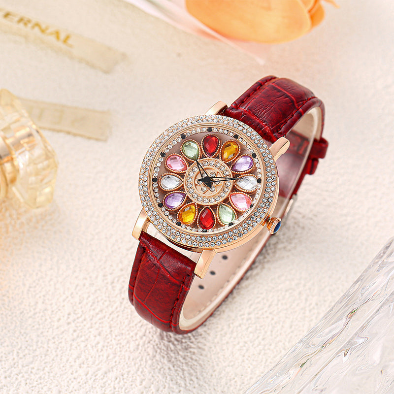 💎Women's Rotating Dial Watch with Colored Crystals - Unique & Stylish⌚