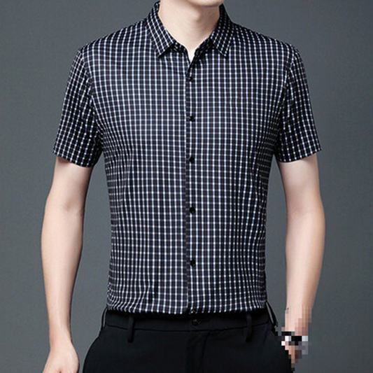 Men's Business Casual Short Sleeve Plaid Shirt