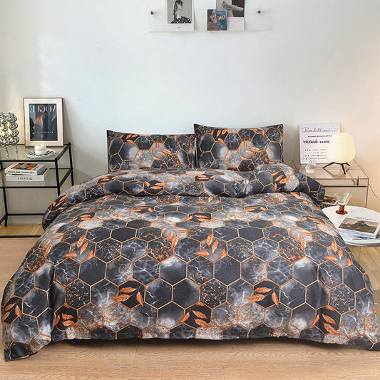 🛌🌟Geometric Gold Leaf Duvet & Pillowcase Set🌟Modern & Luxurious Bedding