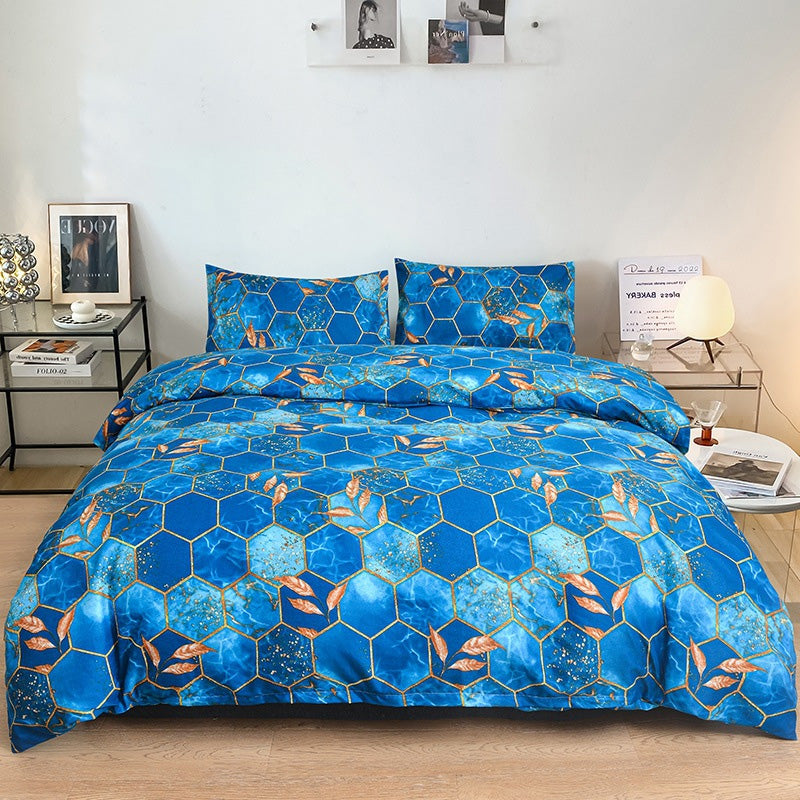 🛌🌟Geometric Gold Leaf Duvet & Pillowcase Set🌟Modern & Luxurious Bedding