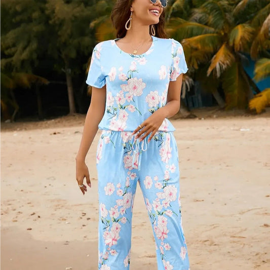 🌸2025 Hot Sale 50% OFF⏳Women's Printed Top & Pants Sleepwear Set