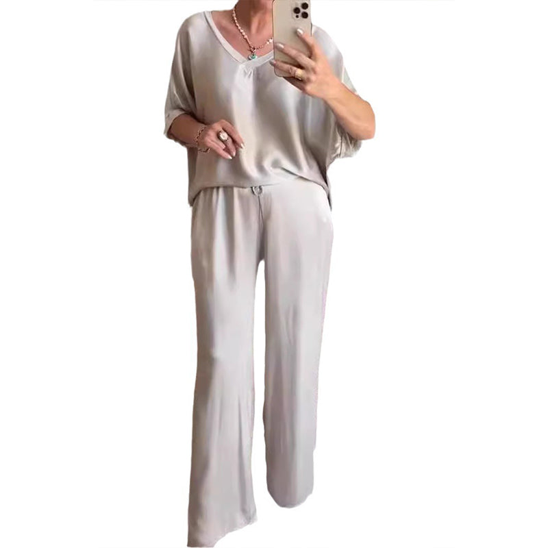 🎉🛍️Loose Satin Women's Top & Pants Set