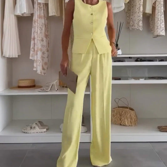 🌸Summer New Arrivals🌸Women's Sleeveless Top and Full-Length Pants Set