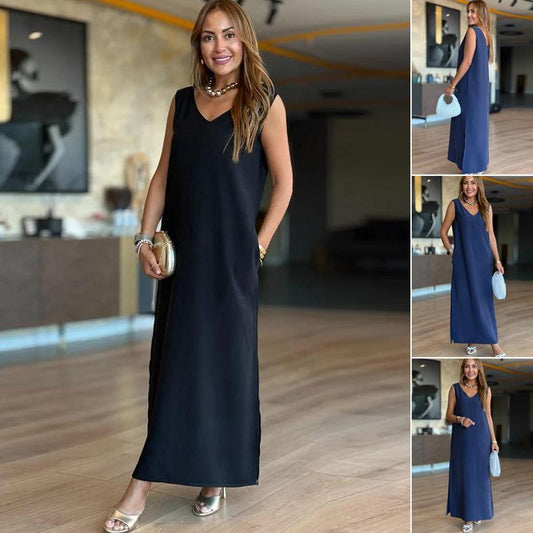 💕Women’s Elegant V-Neck Sleeveless Dress