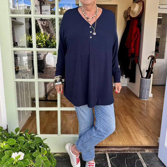 💜 LAST DAY PROMOTION - 50%OFF 💜 Women's Buttoned V-Neck Short Sleeve Top