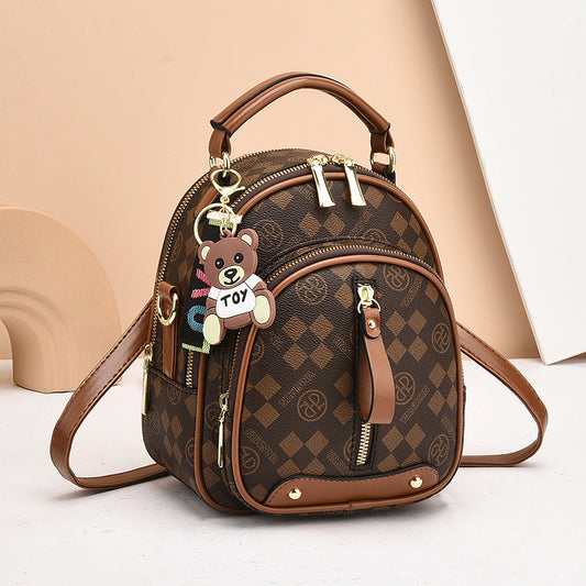 Fashion Diamond-Pattern Print Mini Backpack