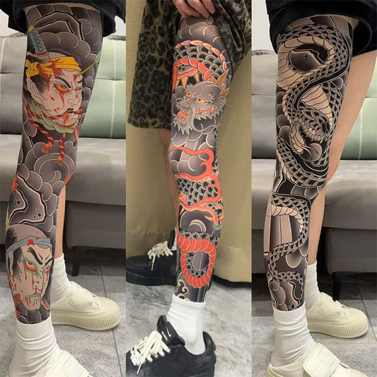 🔥Thrilling Experience Without Harm🔥Stretchy Tattoo-Print Leg Sleeve