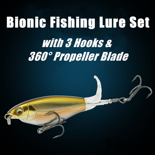🎣Bionic Fishing Lure Set with 3 Hooks & 360° Propeller Blade