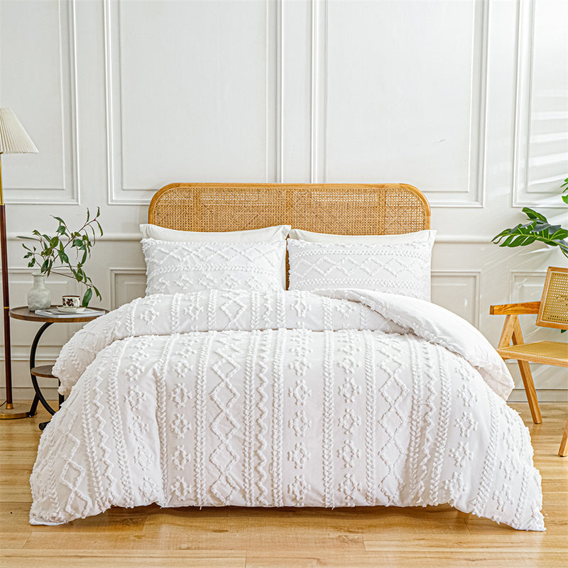 📢📢50% OFF !! ⏰3-Piece Cutwork Tufted Bedding Set
