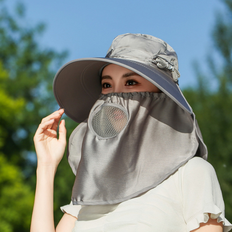 Women's Wide Brim Sun Hat with Face & Neck Flap