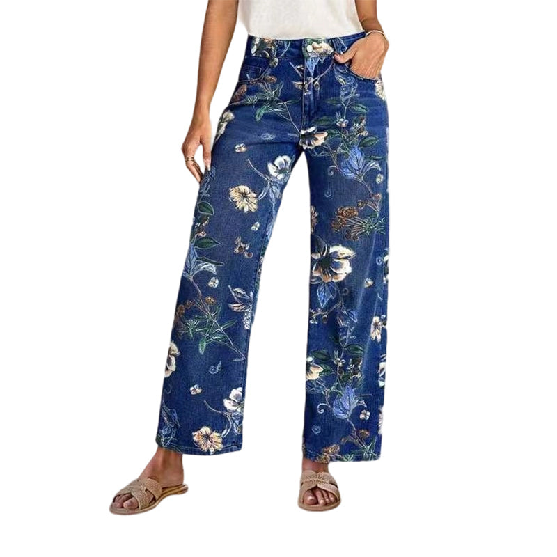 👖 LIMITED-TIME 50% OFF! ✨ Women's Floral Print Jeans – Straight-Leg, Denim, Elegant ✨