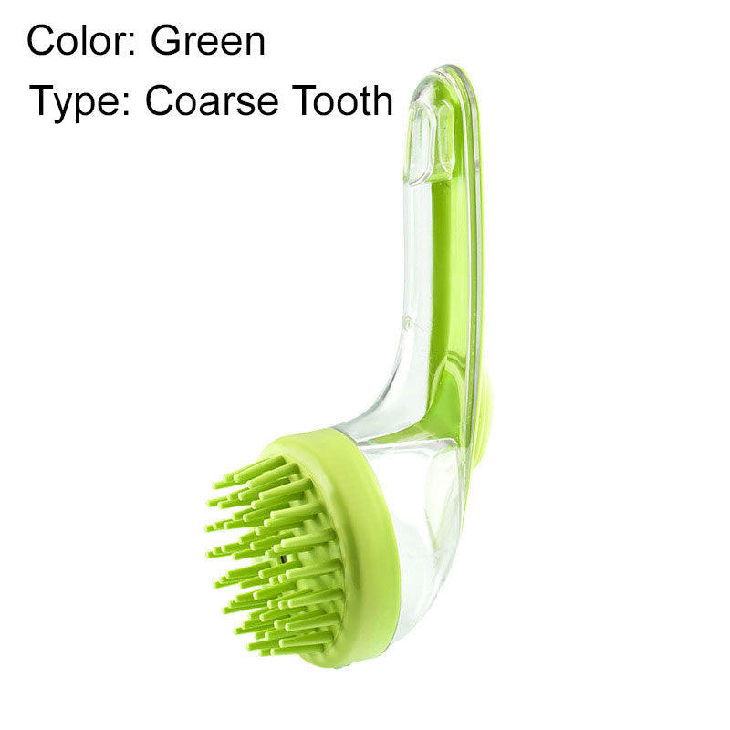 Pet Bath Brush with Long Handle & Shampoo Dispenser