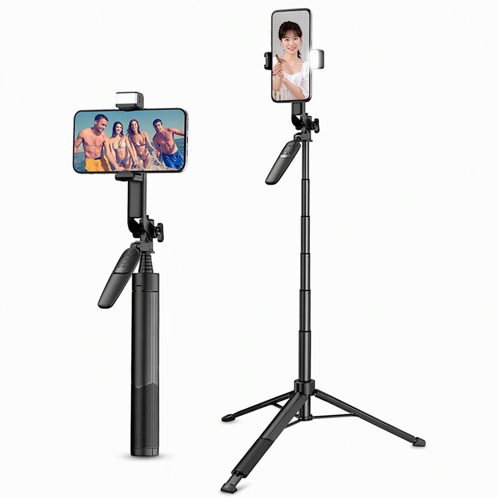 Extendable Selfie Stick Tripod with Bluetooth Remote Control and Handheld Phone Gimbal Stabilizer for Live Streaming and Photography