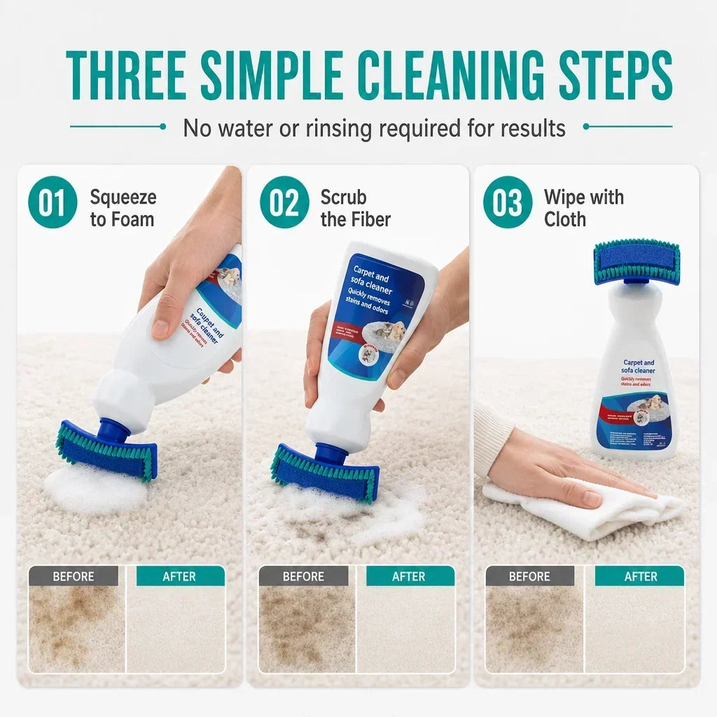 Clean Rugs & Sofas Instantly! Waterless Fabric Foam Cleaner