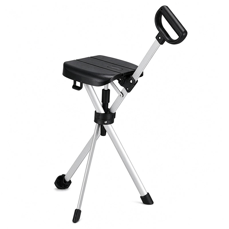 Portable Folding Cane Chair with Seat Non Slip Walking Stick Stool for Seniors Outdoor Hiking