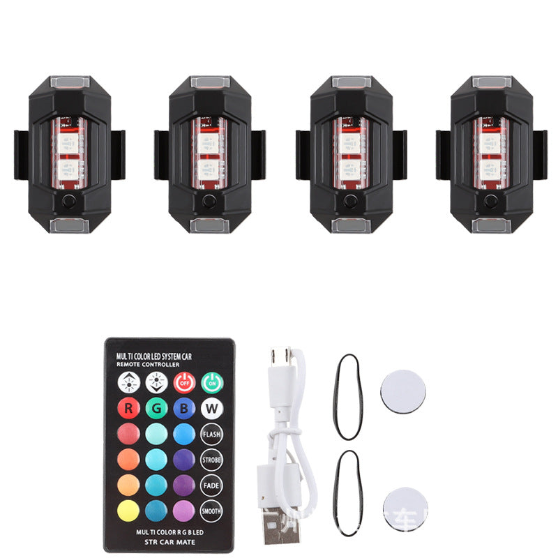 Multicolor LED Strobe Warning Light with Vibration Sensor and Remote Control for Motorcycle Drone Bicycle and Outdoor Use