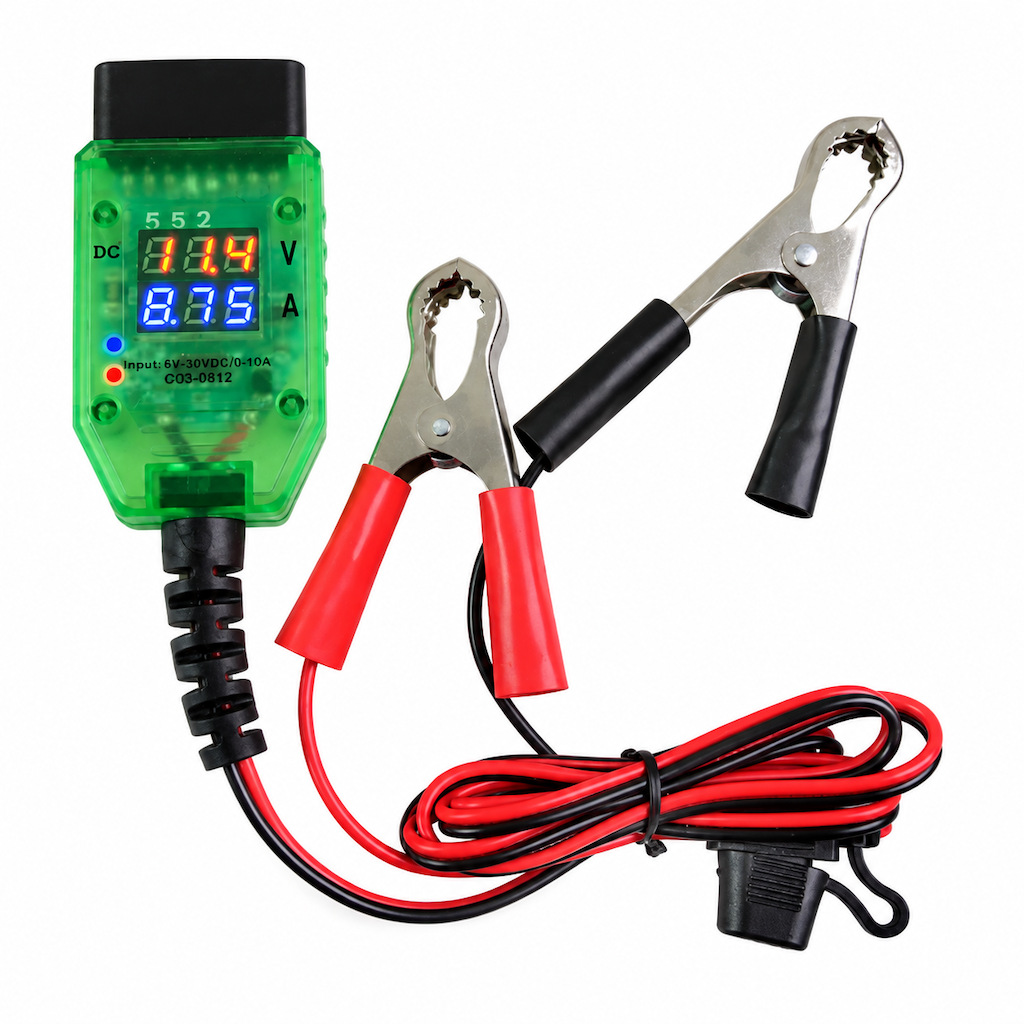 Car OBD Battery Replacement Tool and Computer Memory Saver with Digital Display Leakage Detector
