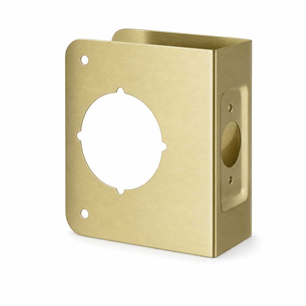 Stainless Steel Single Hole Door Lock Reinforcement Plate for Indoor Wooden Doors with Screws