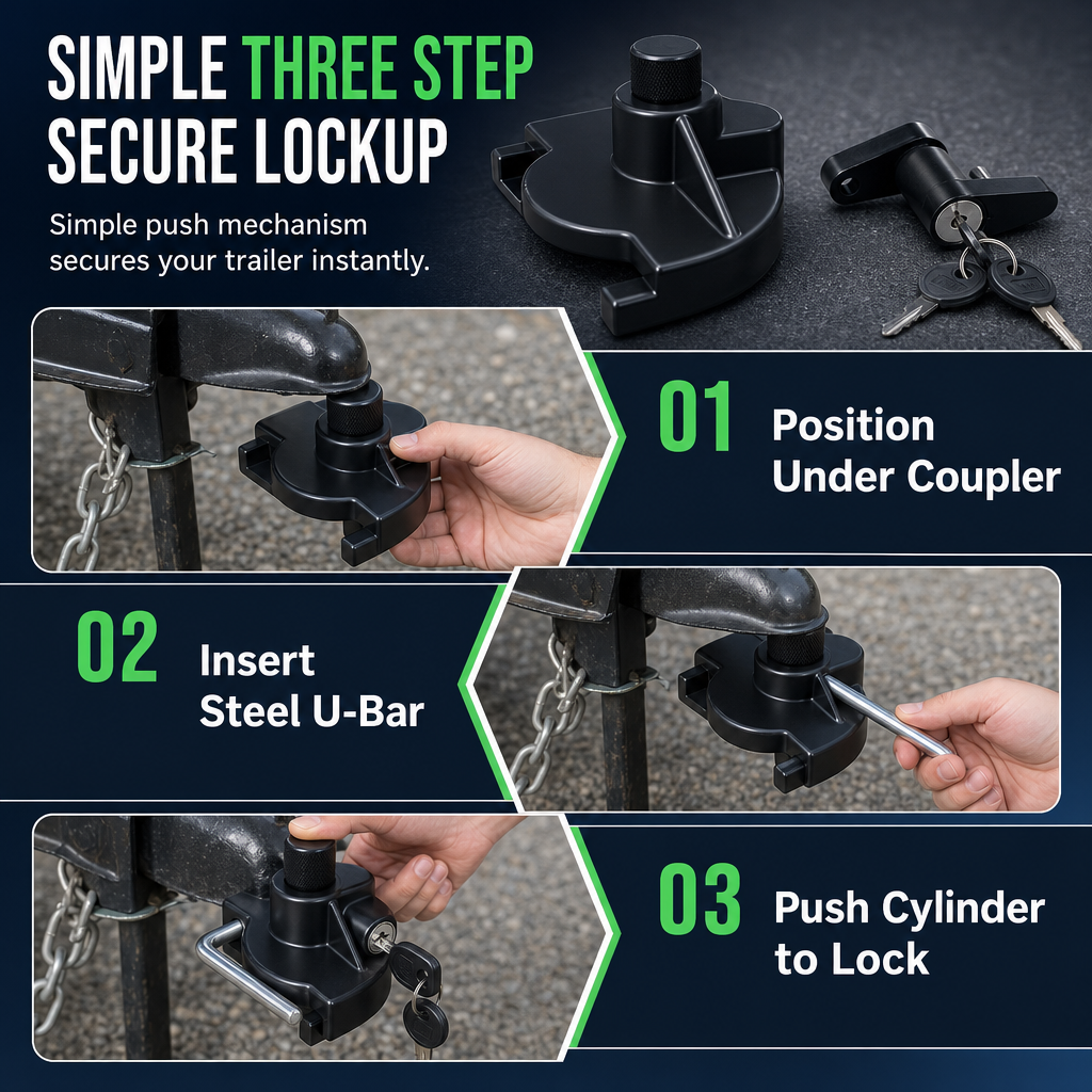 📢📢 50% OFF! 🔒 Heavy-Duty Trailer Coupler Lock – Hardened Steel & Powder-Coated Protection for Parked Trailers