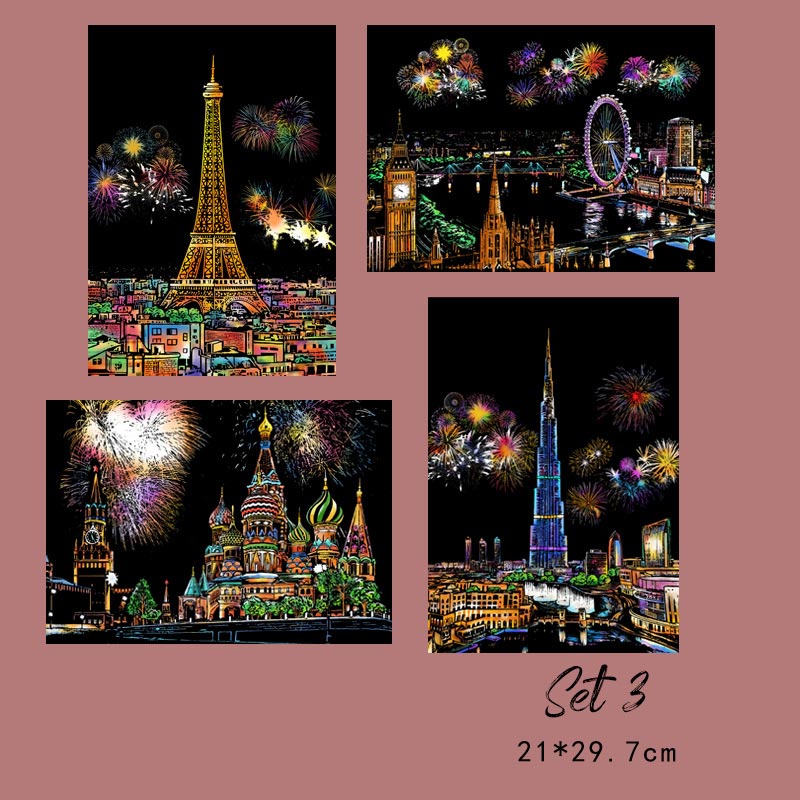🎨4pcs Creative Scratch Paintings Set with Tool