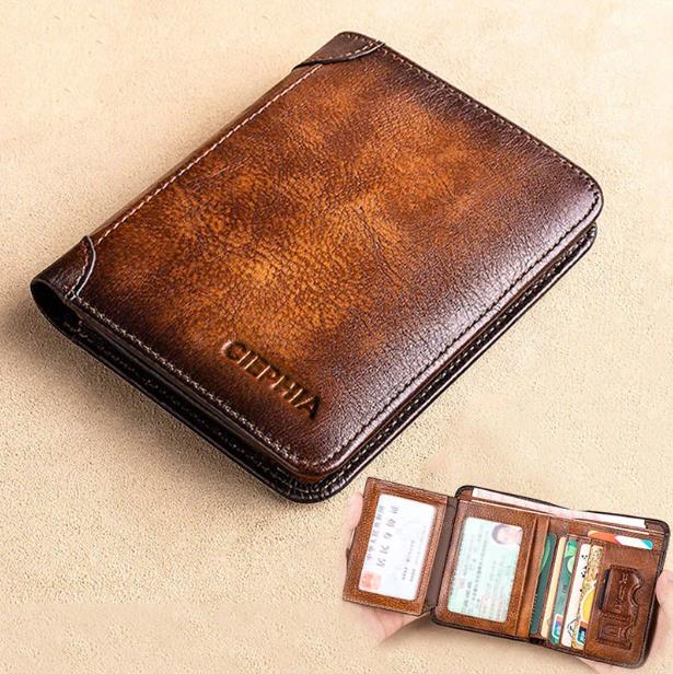 💼 FLASH 50% OFF SALE! Minimalist RFID Blocking Leather Wallet for Men – Slim Genuine Cowhide Wallet for Everyday Carry