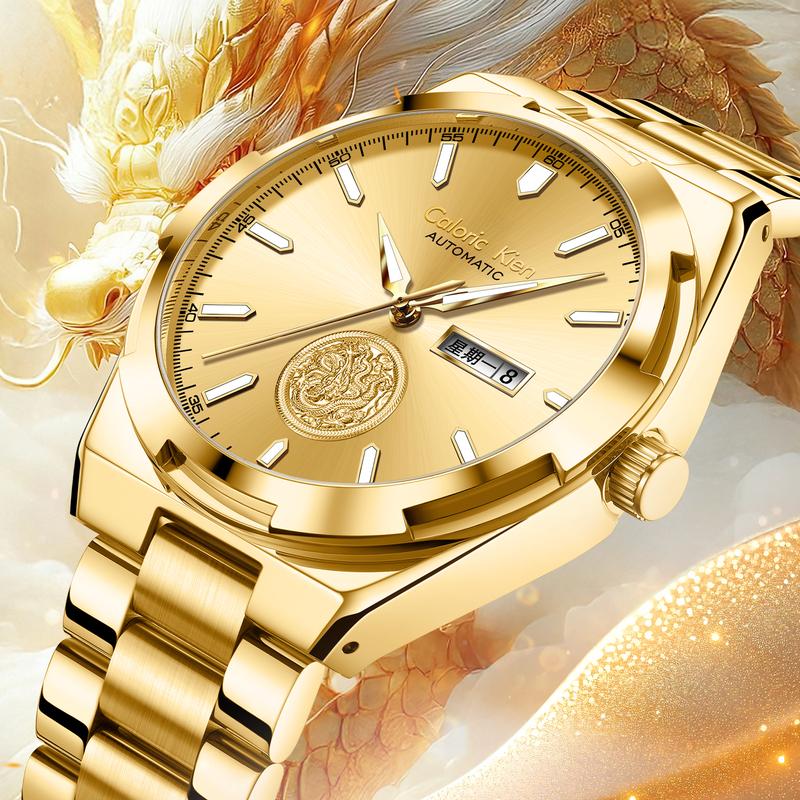 Calonic Kien Men's Luxury Swiss Automatic Gold Watch