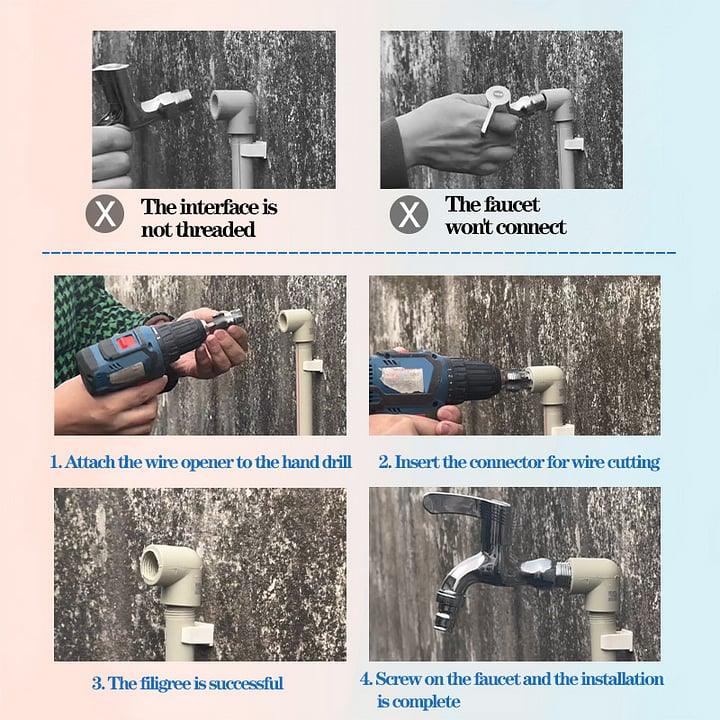 🔥Limited-time Special Offer🔥🛠️Electric Drill Compatible PVC Pipe Threader Kit with Various Die Sizes - Versatile Set, Plumbing Helper Extraordinaire!