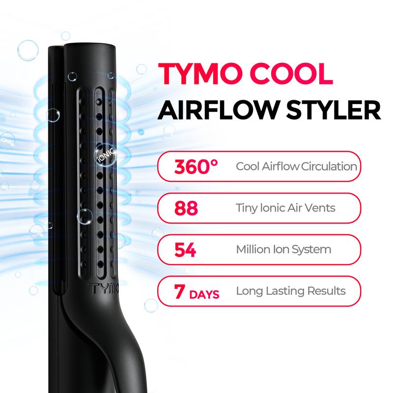 AIRFLOW 2-in-1 Hair Straightener & Curling Iron – 360° Cooling Air Curler with Tourmaline Coating