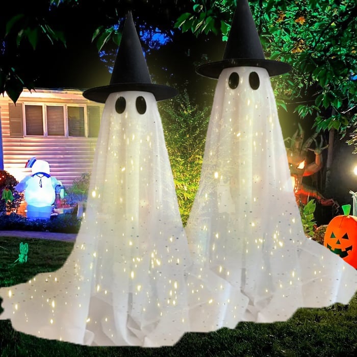 👻✨50% OFF! 🕯️🕸️ Giant Glittering Ghost Decoration – 5.4 ft Tall, Battery-Powered LED Glow & Freestanding Design. Over 1,923 Haunted Homes!✨