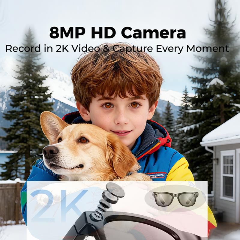 💎 50% OFF! 💎 Smart AI Camera Glasses with 8MP Photochromic Lenses ,Button Touch Adjustment for Travel Outdoor Adventures Hands-Free Photography 160+Languages Real-Time Translation Bluetooth Wireless Wearable Video Recording UV Protection