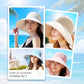 🌞Summer Sun Protection Essentials 👒Large-brim Hollow Sunscreen Hat with Removable Neck Shawl