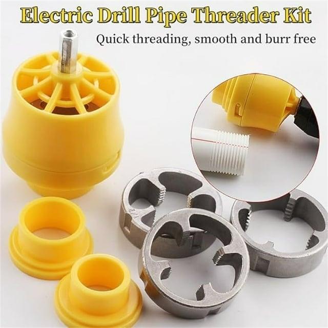 🔥Limited-time Special Offer🔥🛠️Electric Drill Compatible PVC Pipe Threader Kit with Various Die Sizes - Versatile Set, Plumbing Helper Extraordinaire!
