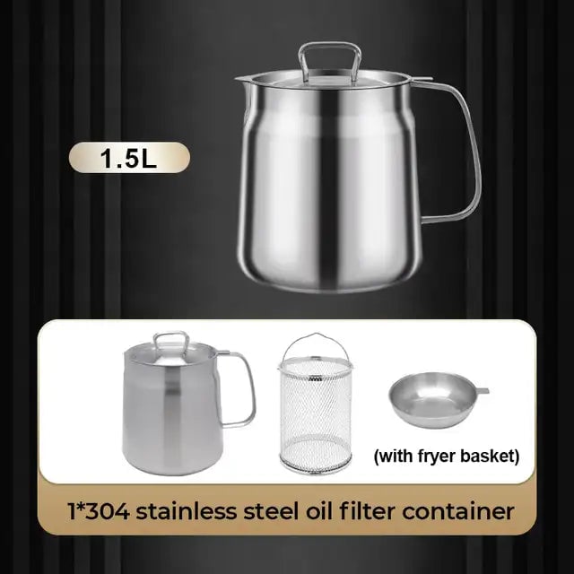 Strain & Reuse Oil Instantly! 2-in-1 Stainless Oil Strainer Pot