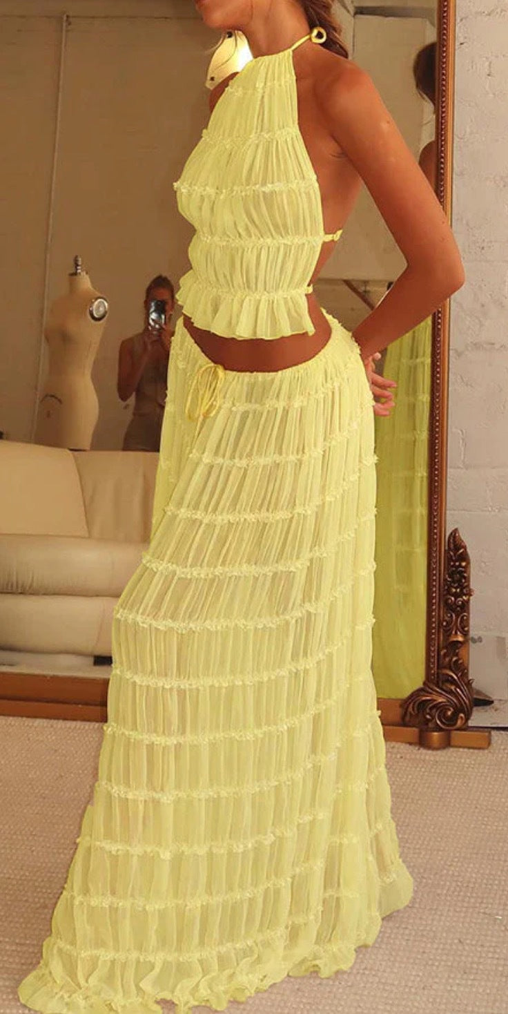 🎊2025 NEW MODELES🎊  sexy backless tank top long skirt suit