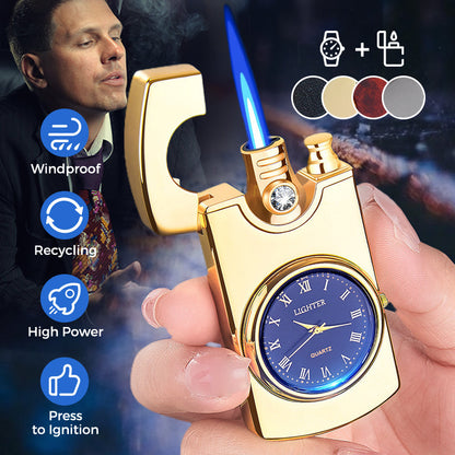 🎁Boutique Gifts for Men🔥Windproof Torch Lighter with Clock